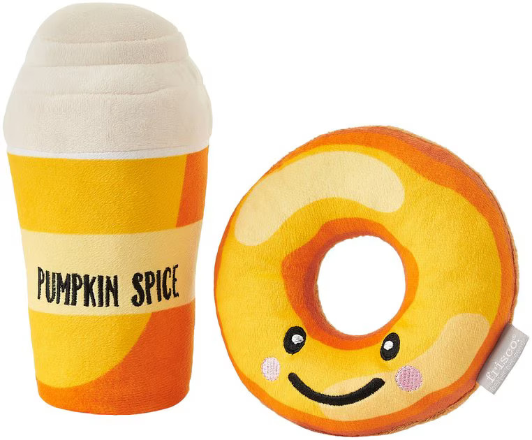 FRISCO Fall Pumpkin Pie Latte & Donut Plush Squeaky Dog Toy, 2 count - Chewy.com | Chewy.com