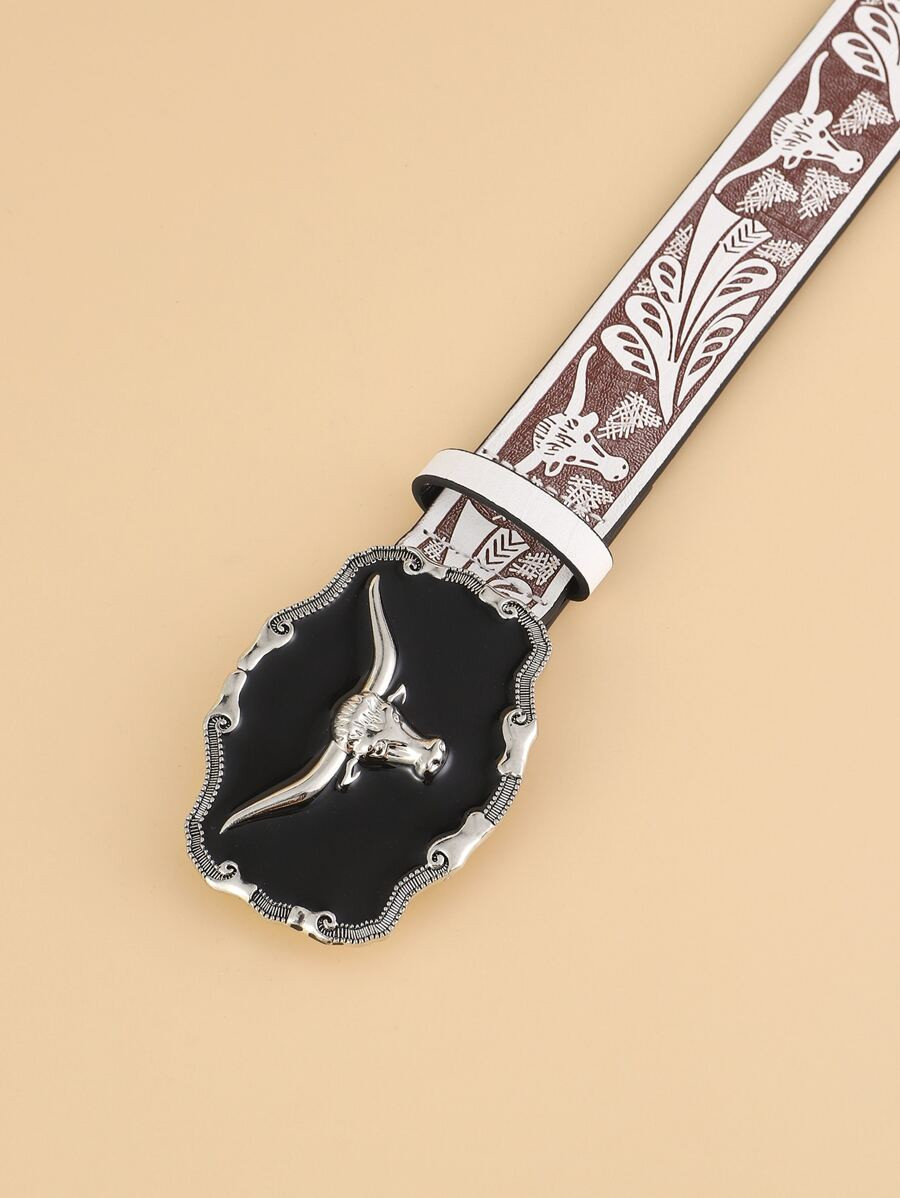 Boho 1pc Cattle Head Decor Geometric Buckle Belt Halloween | SHEIN