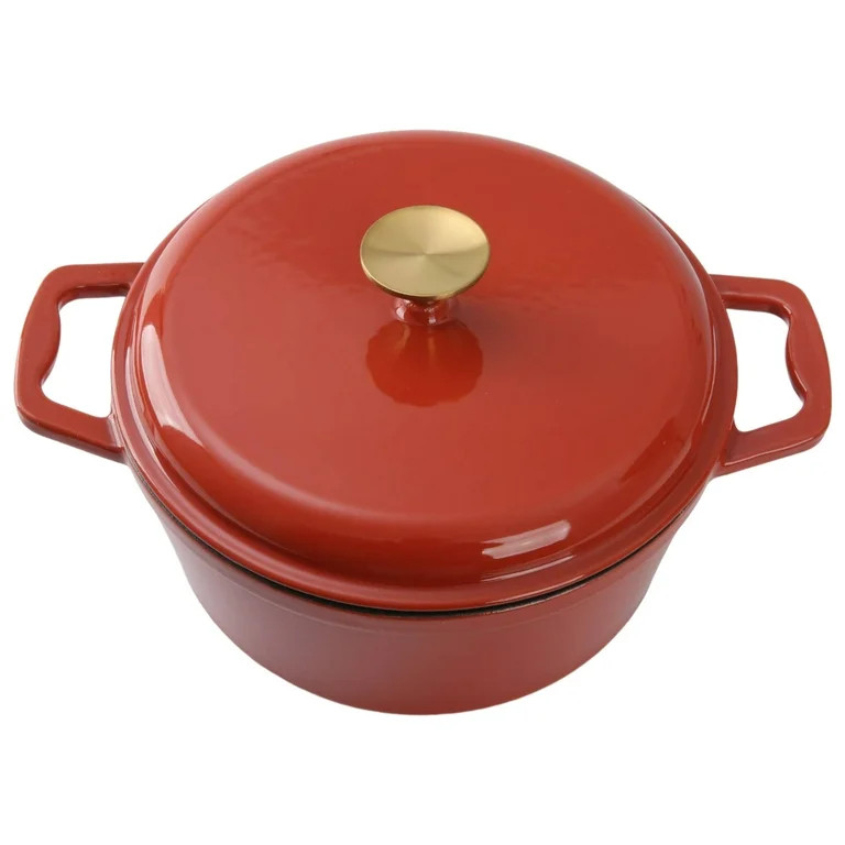 Mainstays 4.75qt Ceramic Enamel Cast Iron Dutch Oven Red with Lid | Walmart (US)