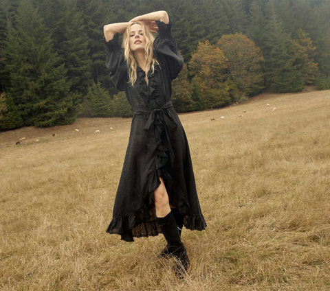 DÃEN Nadia Dress -- Black - Size - Xxl Prairie Vintage-inspired Effortless | DOEN