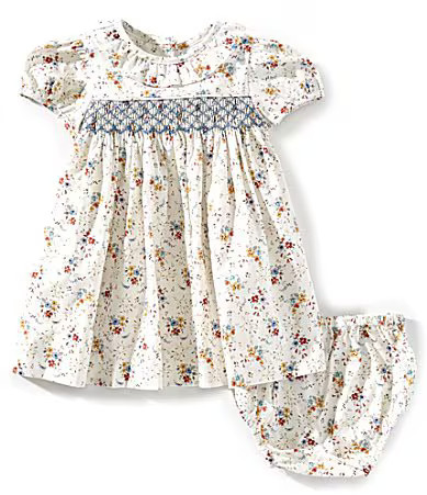 Edgehill Collection Baby Girls Smocked Peter Pan Collar Floral Dress - 3 Months | Dillard's