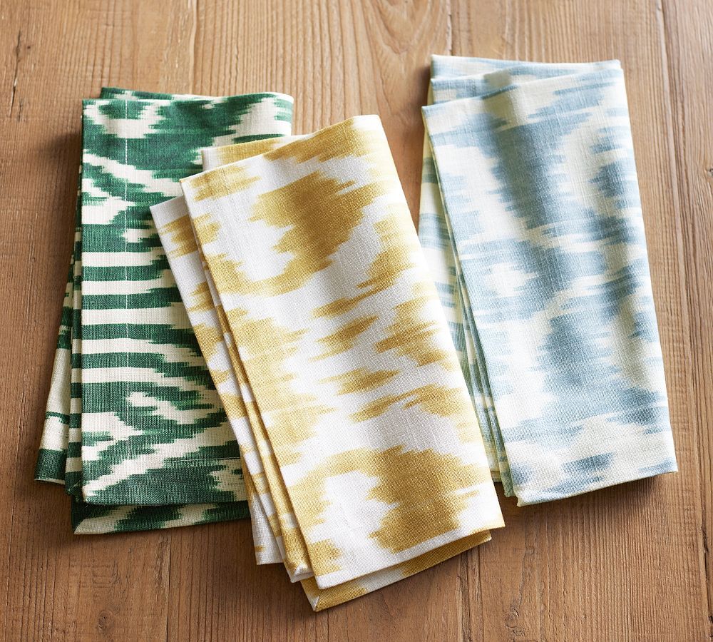 Ava Ikat Print Organic Cotton Napkins - Set of 4 | Pottery Barn (US)