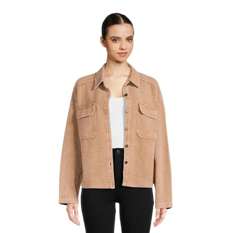 Time and Tru Women's Cropped Corduroy Shacket, XS-XXL | Walmart (US)