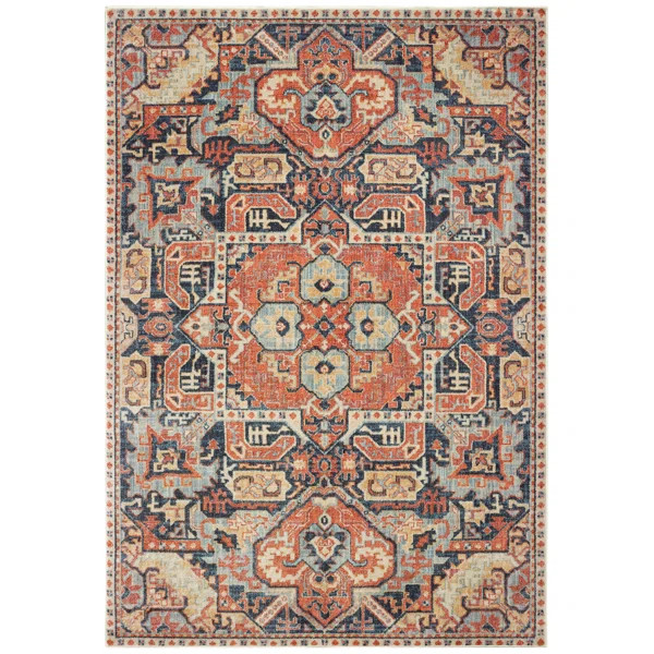 Pateros Oriental Area Rug in Blue/ Orange | Wayfair North America