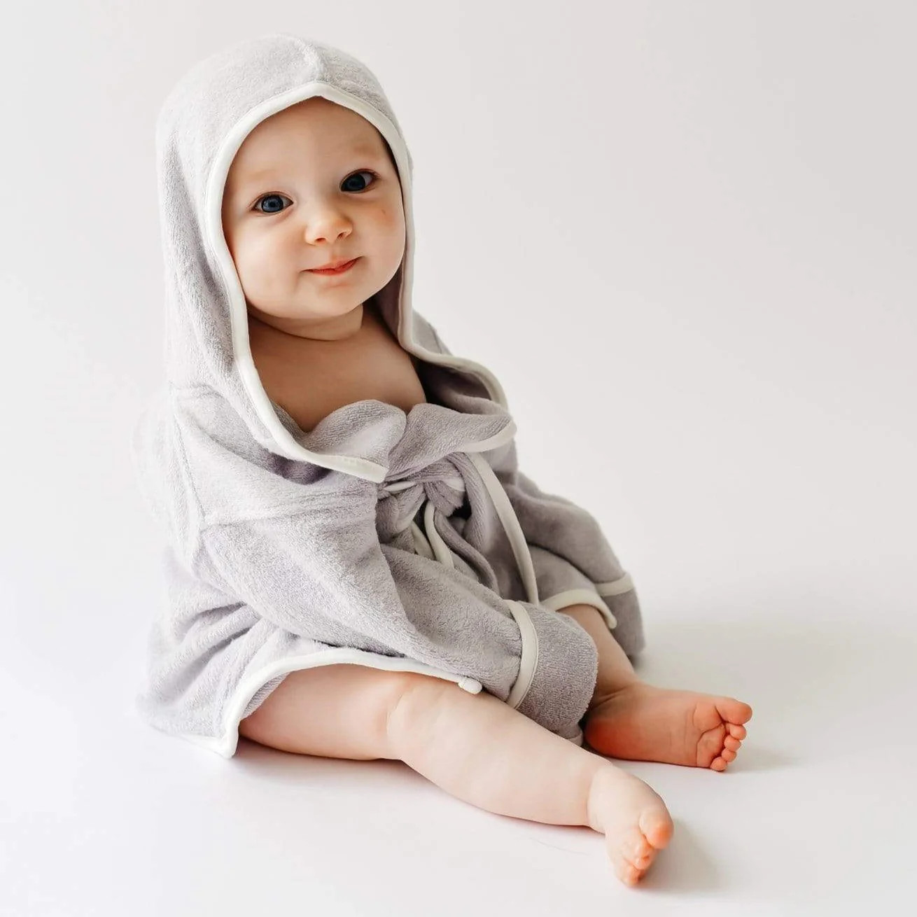 Toddler Bath Robe in Storm with Cloud Trim | Kyte BABY