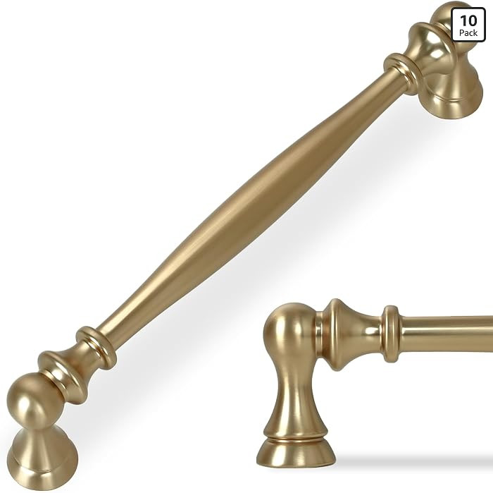 10 Pack 6-1/4 Inch(160mm) Kitchen Cabinet Handles Champagne Bronze Cabinet Pulls Zinc Alloy Drawe... | Amazon (US)