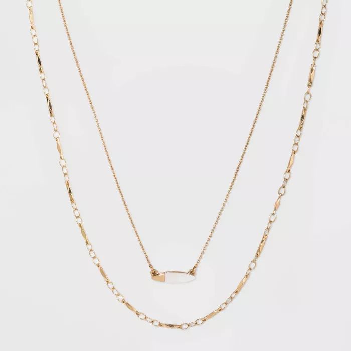 Mother of Pearl and Metal Two Row Layered Necklace Pendant - A New Day™ Gold | Target
