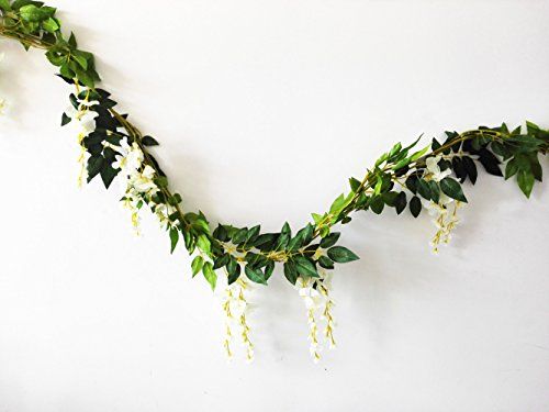 Sunrisee 2 Pcs Artificial Flowers 6.6ft Silk Wisteria Ivy Vine Hanging Flower Greenery Garland for W | Amazon (US)