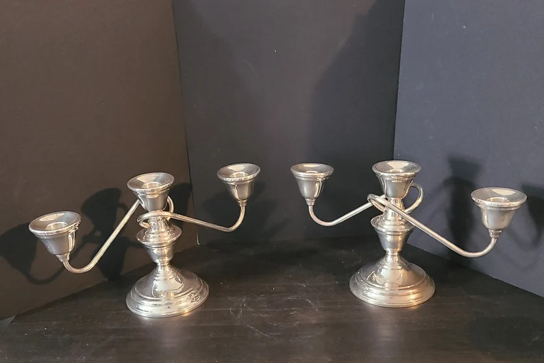 Antique INTERNATIONAL SILVER STERLING Silver Berkeley Triple Candleholders - Etsy | Etsy (US)