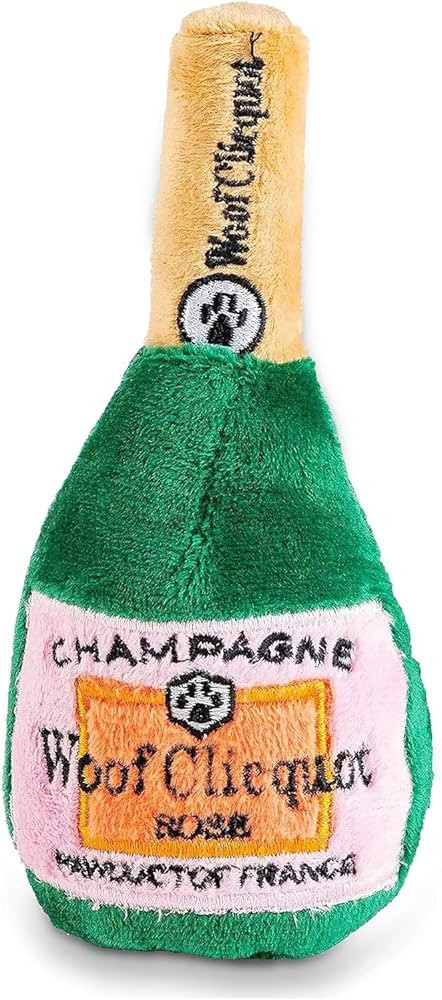 Haute Diggity Dog Woof Clicquot Rose Plush Squeaker Bottle - Small Machine-Washable Safe Fabric f... | Amazon (US)