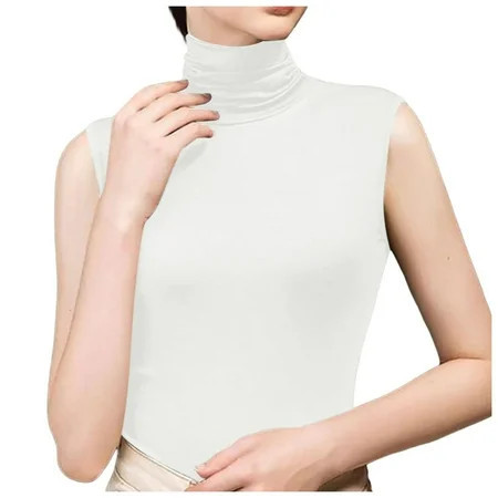 ZIZOCWA Loose V Neck Tank Tops for Women Women S High Neck Sleeveless Tight Vest 2024 Summer Solid Color High Neck Thin Basic Workout Tank Tops White One Size | Walmart (US)