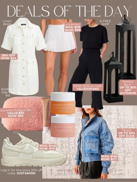 Deals of the day!
- JCrew up to 50% off linen collection
- SPANX code & free ship: LILLIEXSPANX
- Pottery Barn up to 30% off outdoor
- Target up to 50% off indoor/outdoor rugs
- Nike shoe sale & extra 20% off using code: JUST4MOM when you log in 

Spring outfit. Summer outfit. Linen dress. Travel outfit. Outdoor decor. Mother’s Day gifts.

#LTKfindsunder100 #LTKsalealert #LTKfindsunder50