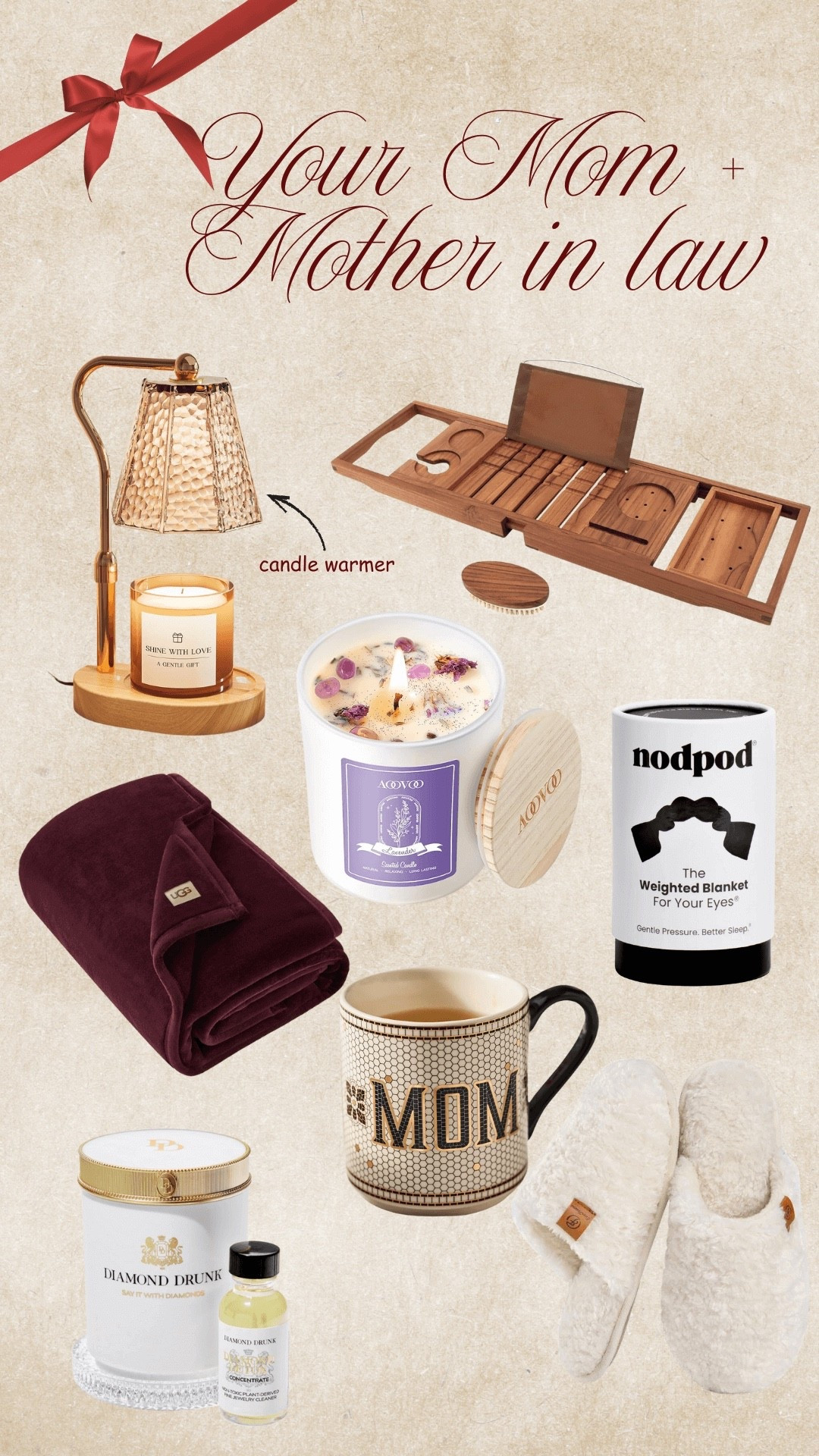 Gift ideas for your mother in law • gifts for your mom • mom mug • nodpod • bathtub caddy • candle warmer 

#LTKGiftGuide #LTKCyberWeek #LTKHoliday
