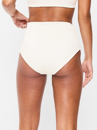 High-Waisted Ribbed Bikini Swim Bottoms | Old Navy (US)