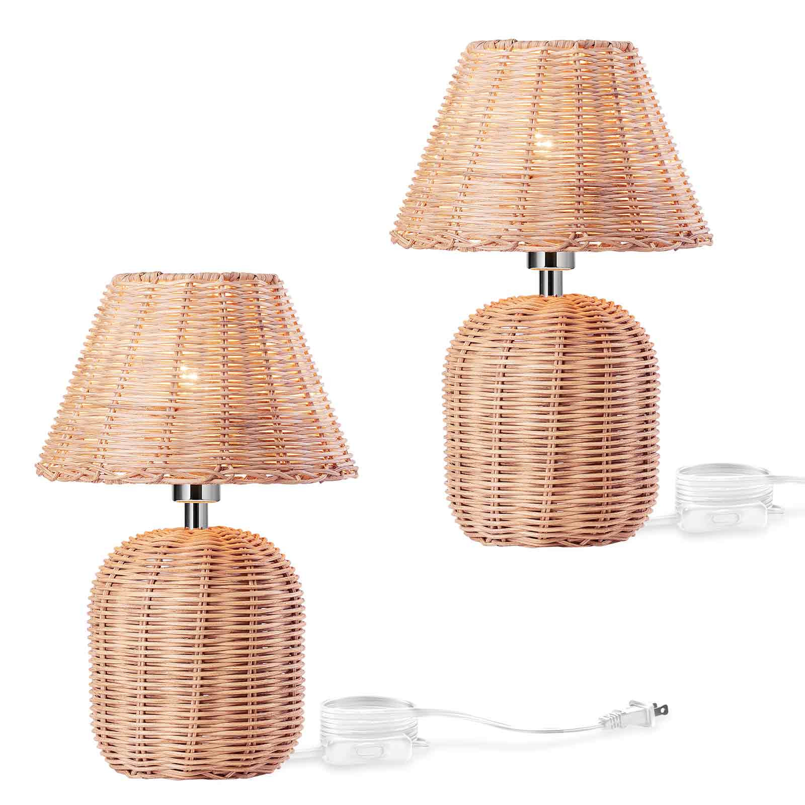 IC INSTANT COACH Farmhouse Rattan Table Light, Pure Hand Weaving Beside Table Lamp, Wicker Nights... | Walmart (US)