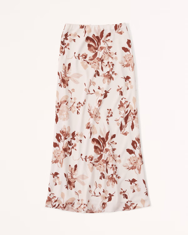 Faux Silk Column Maxi Skirt | Abercrombie & Fitch (US)