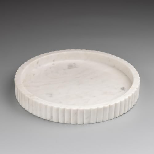 Swadeshi Blessings Handcrafted Marble Decorative Tray for Coffee Table Decor, Round Trays Home Decor, Ottoman Tray for Living Room, Coffee Table Tray, Dining Table Centerpiece Decor, Farmhouse Decor | Amazon (US)