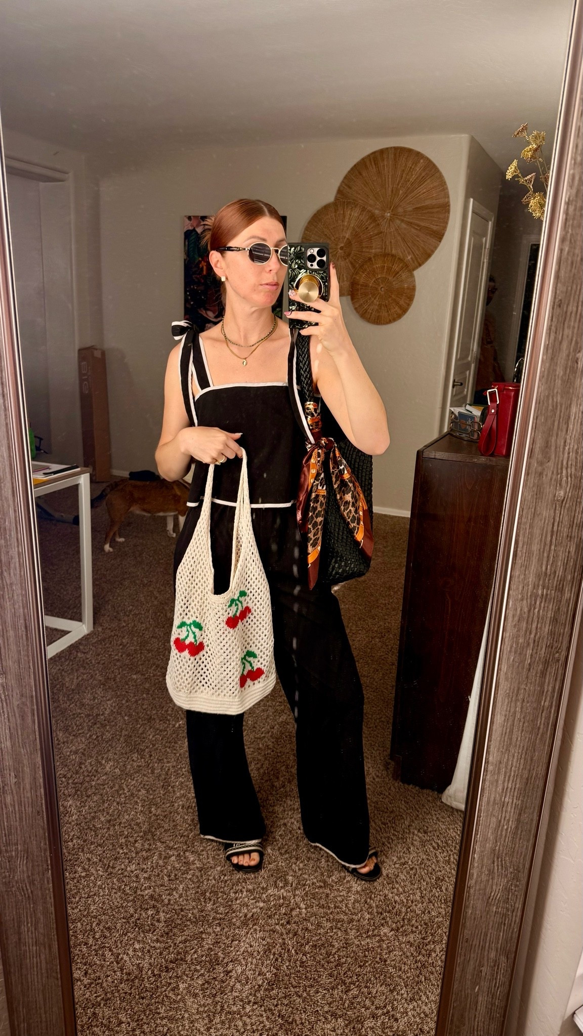 Heading to the farmers market 🍒🍌🍑🥑🍓

Black matching set size S- waist fits like a small but top fits more like a medium- tie straps- zipper back- pockets. 

Gold sunglasses, gold jewelry, green malachite stone necklace - Amazon.

Sandals are old from @Target but I linked similar. 

Woven cherry print bag- perfect for the farmers market or beach. 

Large Black woven bag/purse- I literally use this everyday and it’s such a great quality - looks like a high end Botega bag 👌🏻.  

Handmade press on nails are Amazon and such a nice little length.

#LTKootd #LTKmomlife #LTKdayinmylife