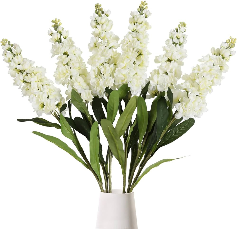 IPOPU 6PCS White Snapdragon Artificial Flowers 31.50" Delphinium Fake Flowers Long Stem Antirrhin... | Amazon (US)