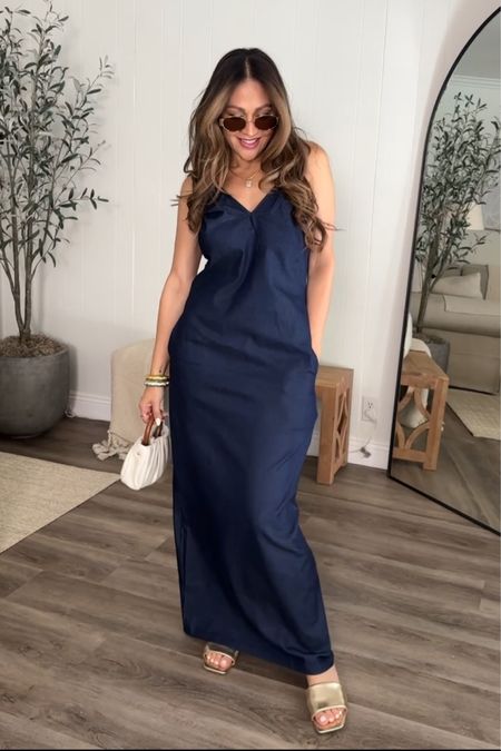 Denim maxi dress perfection ! Wearing a size small 
Has a lot of stretch and straps are adjustable.  

#LTKstyletip #LTKU #LTKfindsunder50