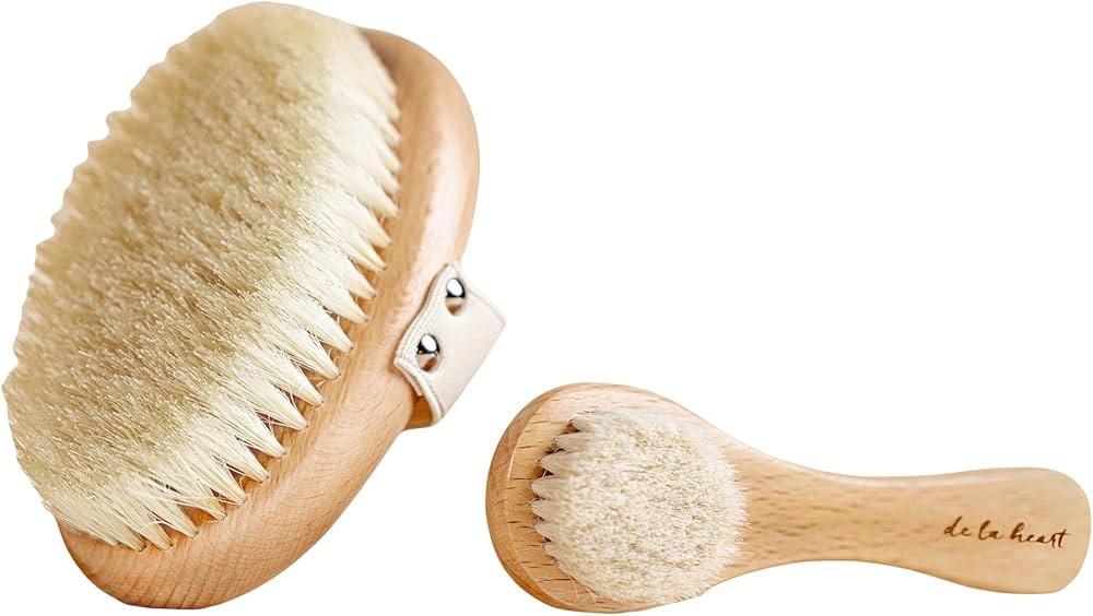 De La Heart Facial Dry Brush and Body Brush Kit Ultra-Gentle Exfoliation, Cruelty-Free Goat Hair ... | Amazon (US)
