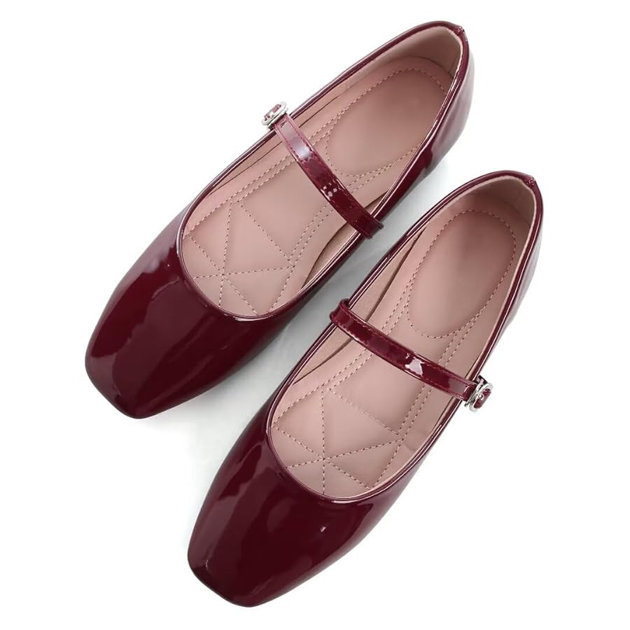 TN TANGNEST Leather Flats for Women Comfortable Square Toe Slip On Flats Soft Work Flats Retro Ma... | Amazon (US)