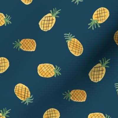 pineapples rotated blue background | Spoonflower