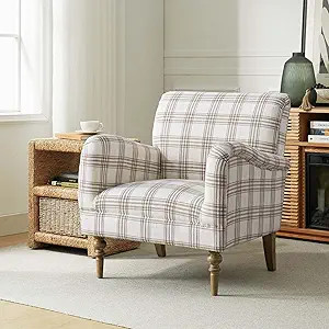 HULALA HOME Modern Accent Chair with Arms and Wooden Legs, Comfy Upholstered Armchair for Living ... | Amazon (US)