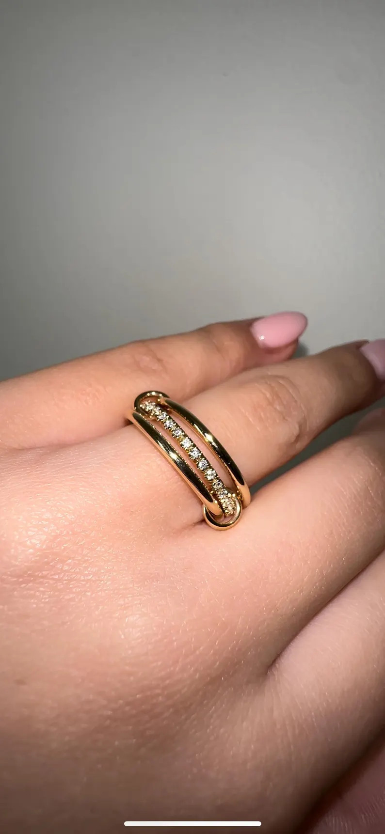 14k Solid Gold(not Hollow) 1.7mm Multi Link Rings Set of 3 Made in US (stacking Rings, Connecting... | Etsy (US)