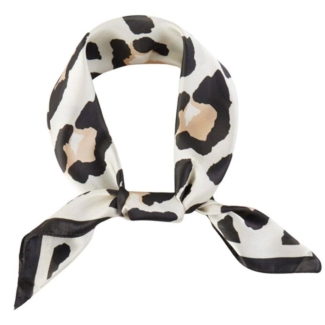 Leopard Beige Silky Neck Scarf | Clover + Bee
