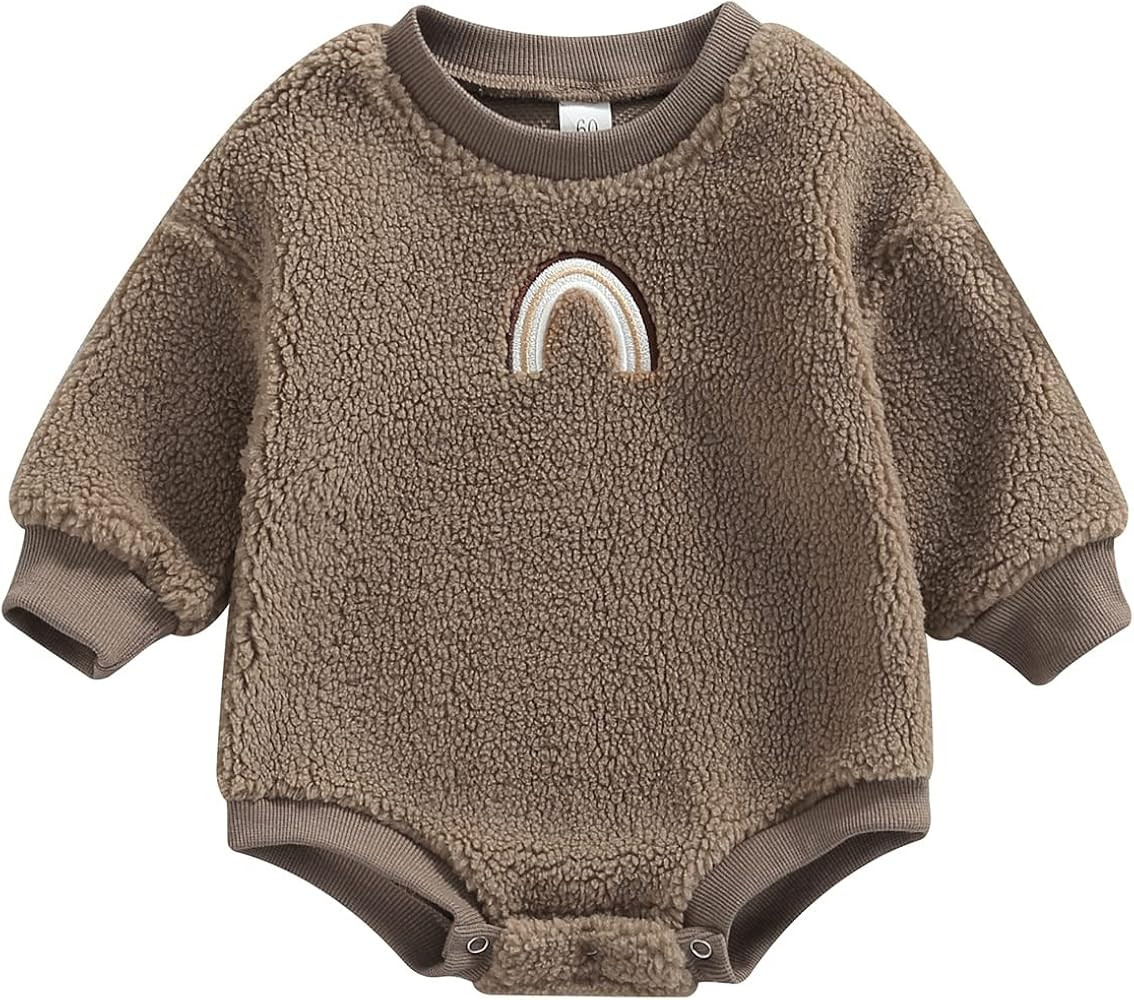 Newborn Baby Girls Boys Clothes Crewneck Sweatshirt Long Sleeve Romper Bodysuit Pullover Oversized A | Amazon (US)