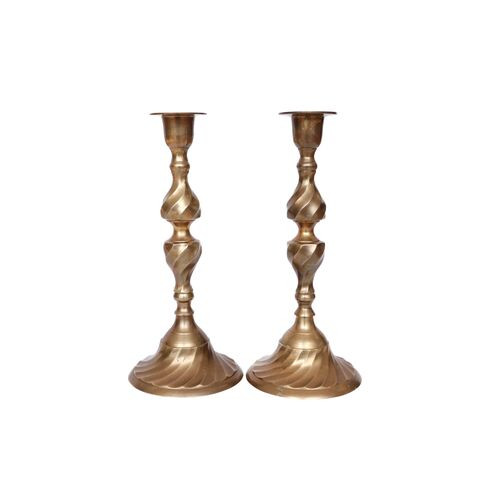 Turned Twisted Brass Candlesticks - Pair | One Kings Lane