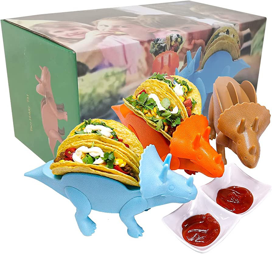 Dinosaur Taco Holders Set of 3,Holds 2 Tacos Each,Dinosaur Taco Stand for Kid,Tortilla Holder for... | Amazon (US)