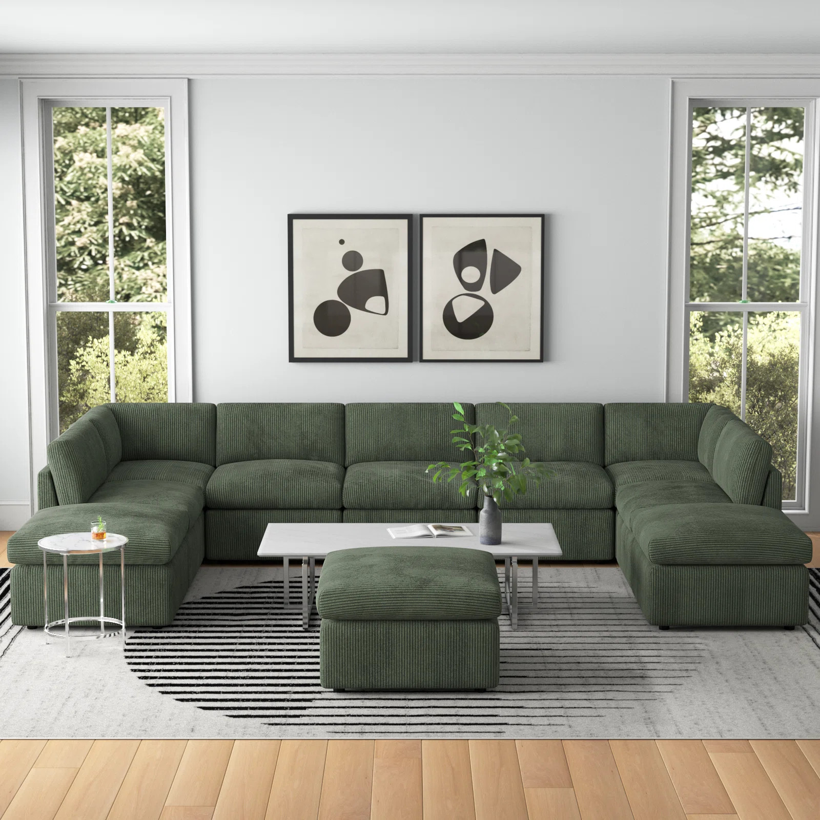 Arfsten Anagel 160'' Wide Symmetrical Modular Corner Sectional with Ottoman | Wayfair North America