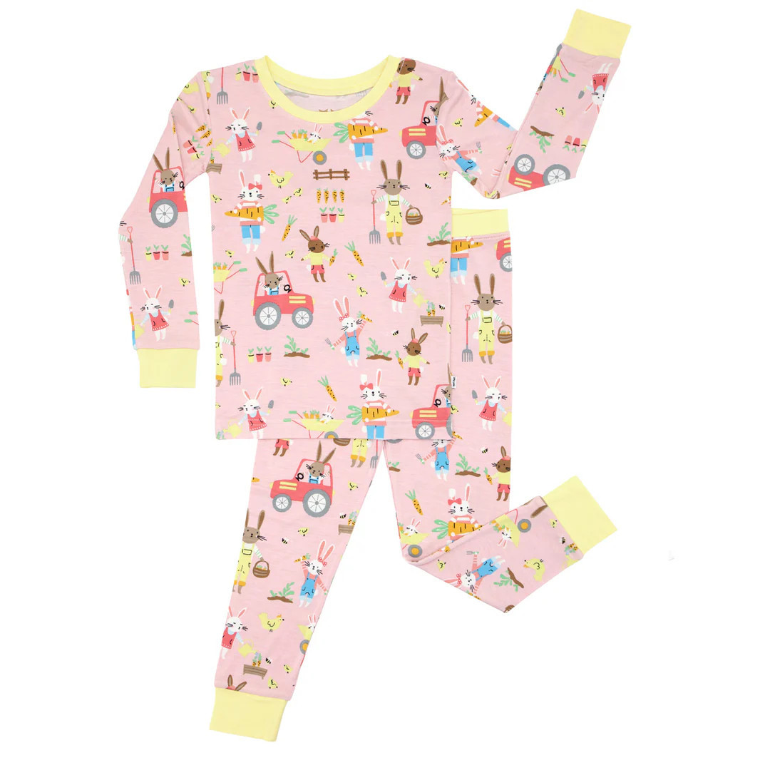 Petal Hop To It Two-Piece Bamboo Viscose Pajama Set | Little Sleepies