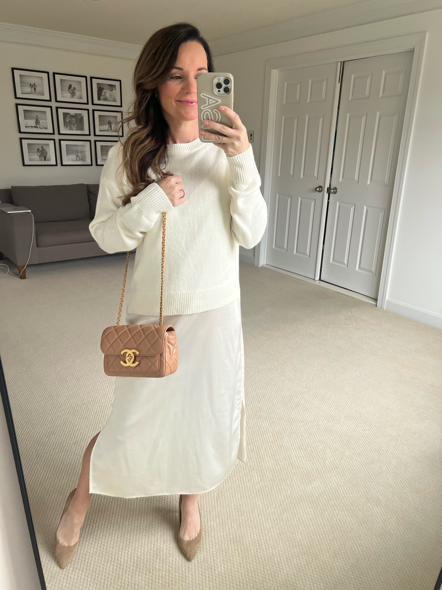 Linked similar slip skirt and sweater
