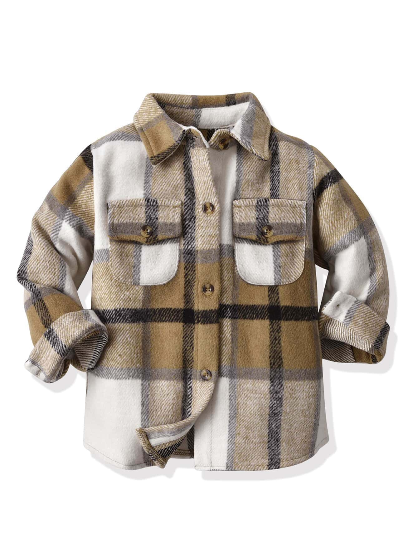 Toddler Boys Plaid Button Through Overcoat | SHEIN