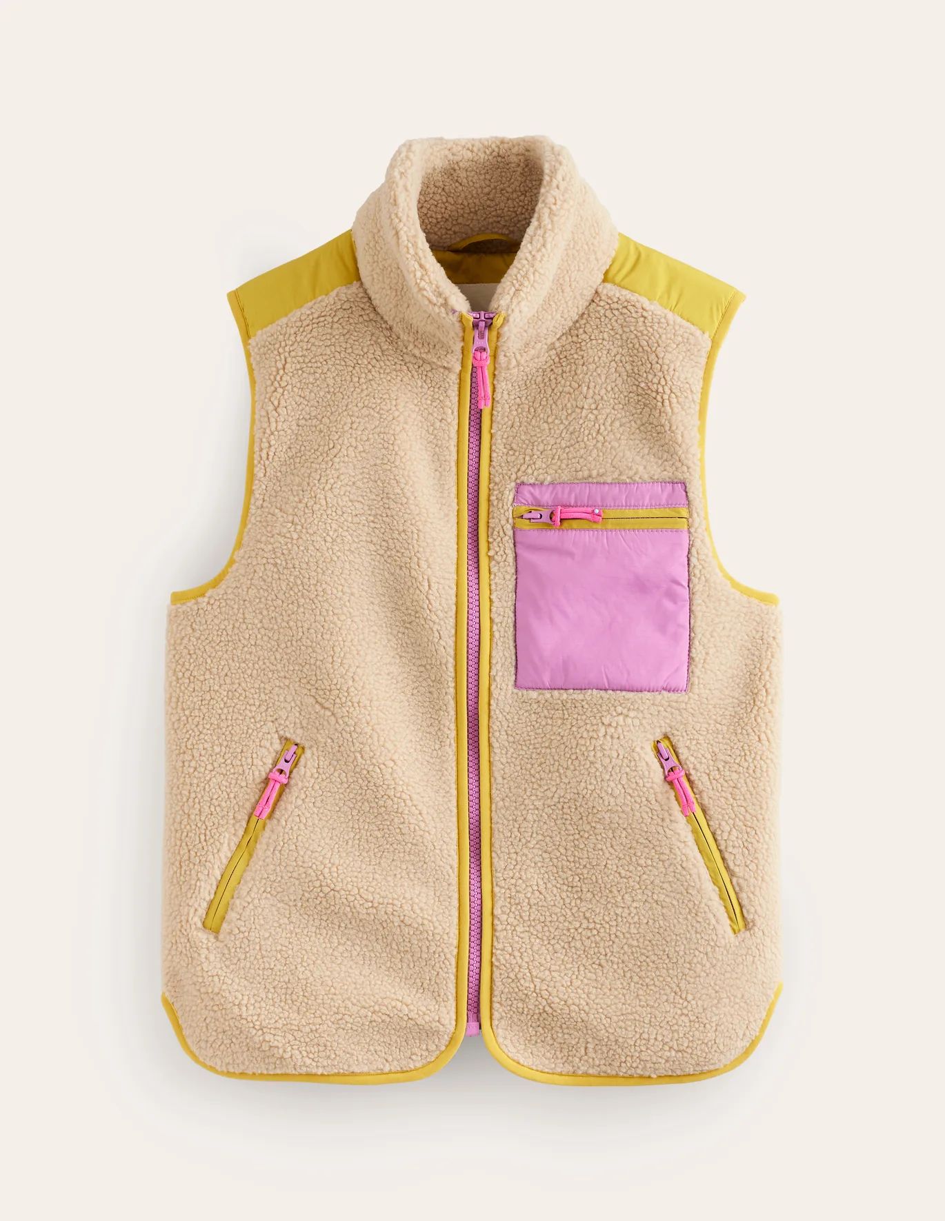 Contrast-Trim Borg Gilet | Boden (US)