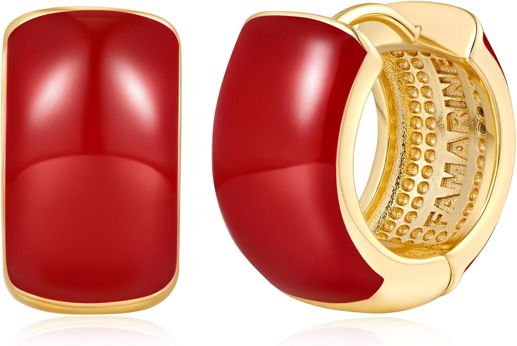 Small Chunky Thick Hoop Earrings for Women Girls Gold Hoops Huggie Earrings for Men Gift, 14K Gol... | Amazon (US)