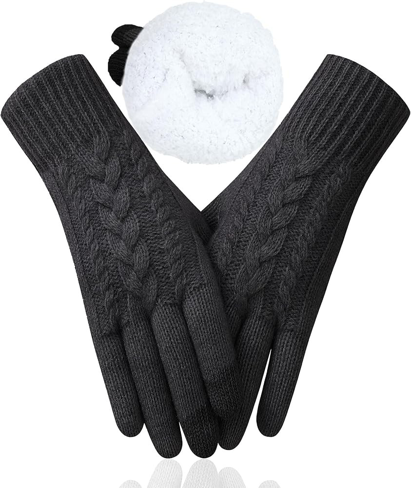 Winter Gloves for Women, Touch Screen Cold Weather Thermal Warm Knit Glove with Thick Soft Fleece... | Amazon (US)