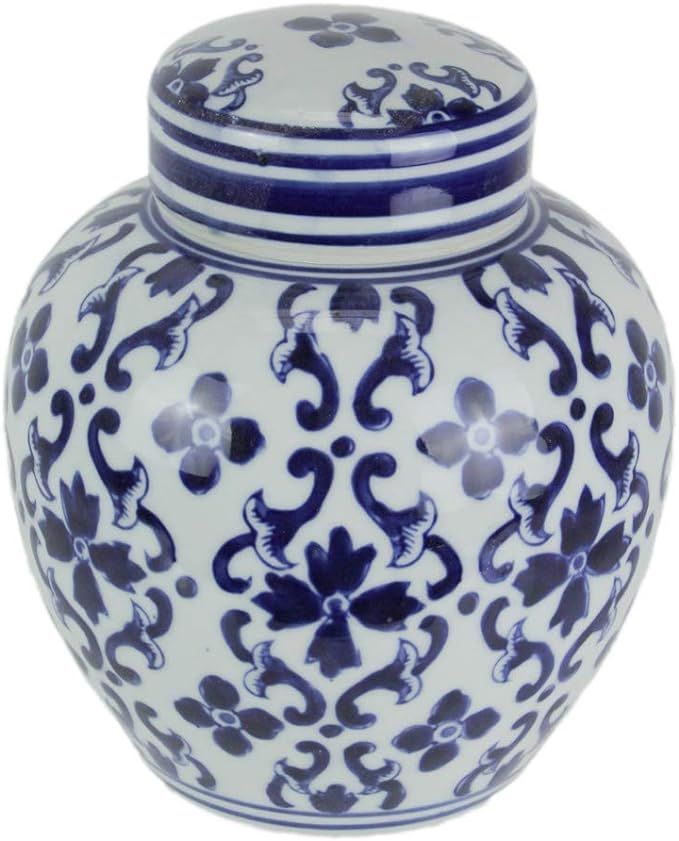 Blue & White Aline Jar w/ Lid 6"x8" | Amazon (US)