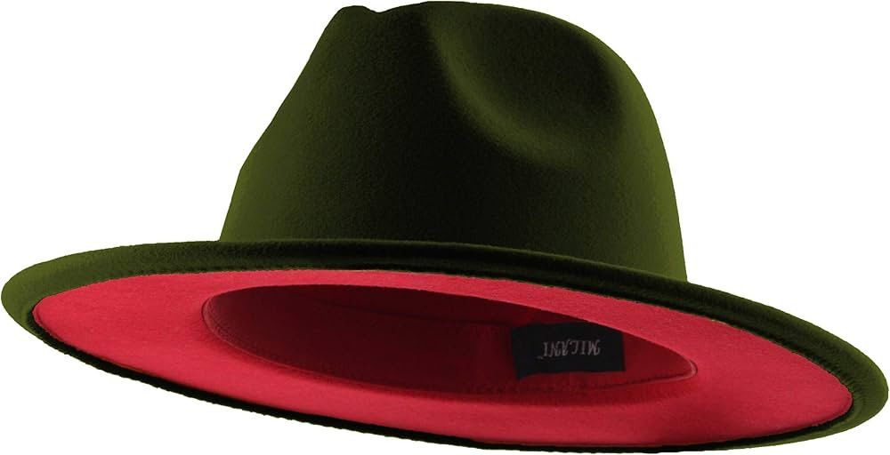JFH Bowery and Lennox Two Tone Flat Brim Felt Unisex Fedora | Amazon (US)
