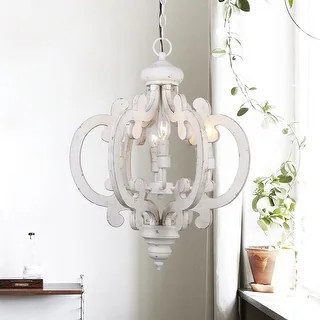 Farmhouse 6-light Distressed White Wooden Chandelier - Distressed White | Bed Bath & Beyond