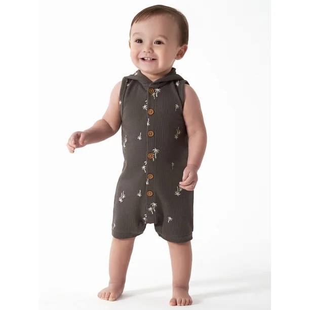 Modern Moments by Gerber Baby Boy Hooded Sleeveless Romper, Sizes 0/3M-24M | Walmart (US)
