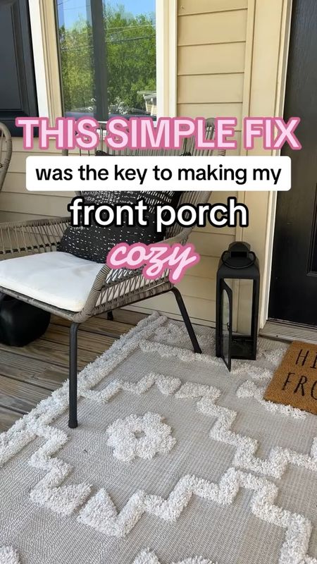 This simple fix made my front porch so cozy and really upped my front porch decor!

By adding an outdoor rug it really added so much texture and warmth. Especially why I love this one because of the different textures on the rug! 

#LTKSeasonal #LTKunder50 #LTKunder100 #LTKFind #LTKstyletip #LTKsalealert #LTKhome