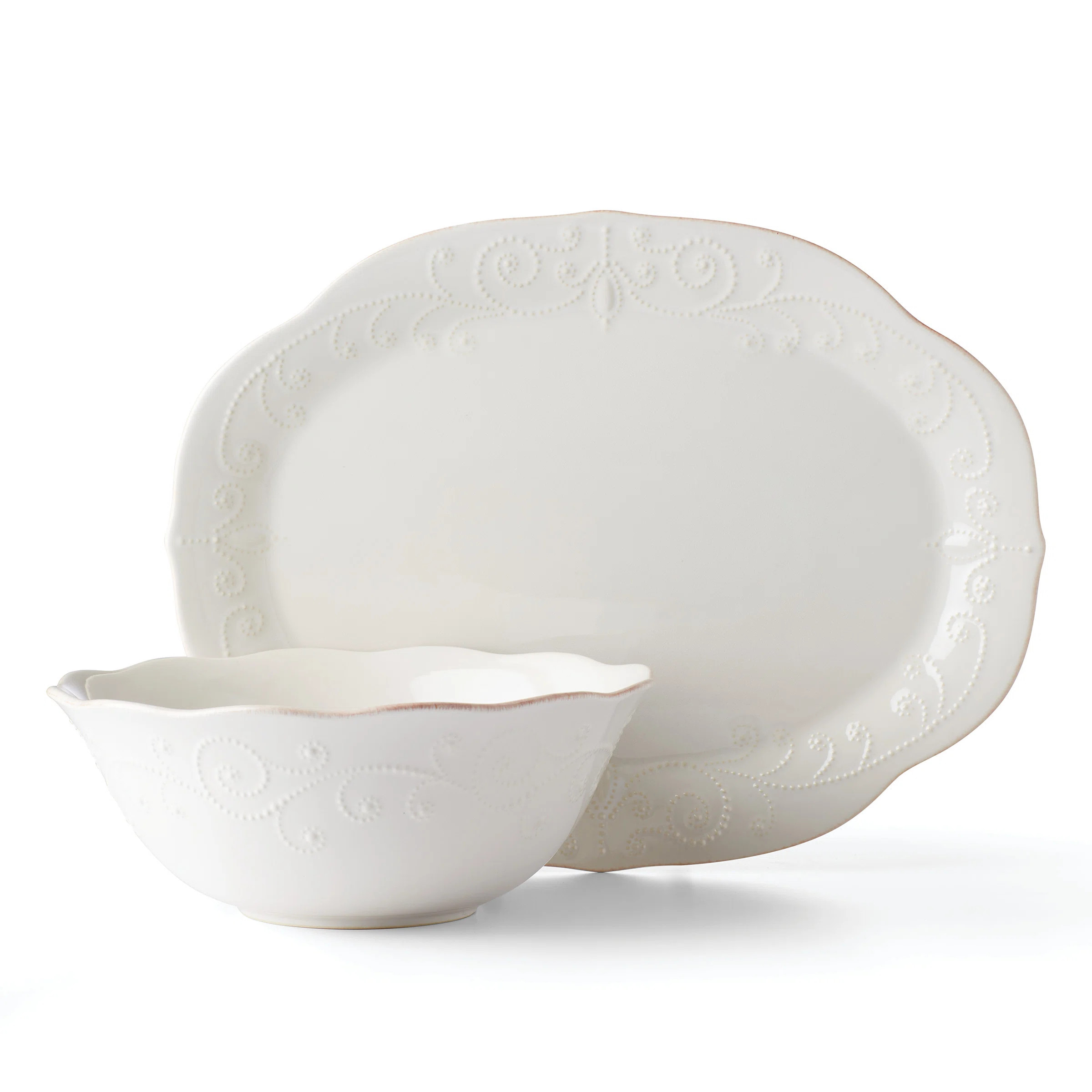 Lenox French Perle White 2Pc Serveware Bundle & Reviews | Wayfair | Wayfair North America