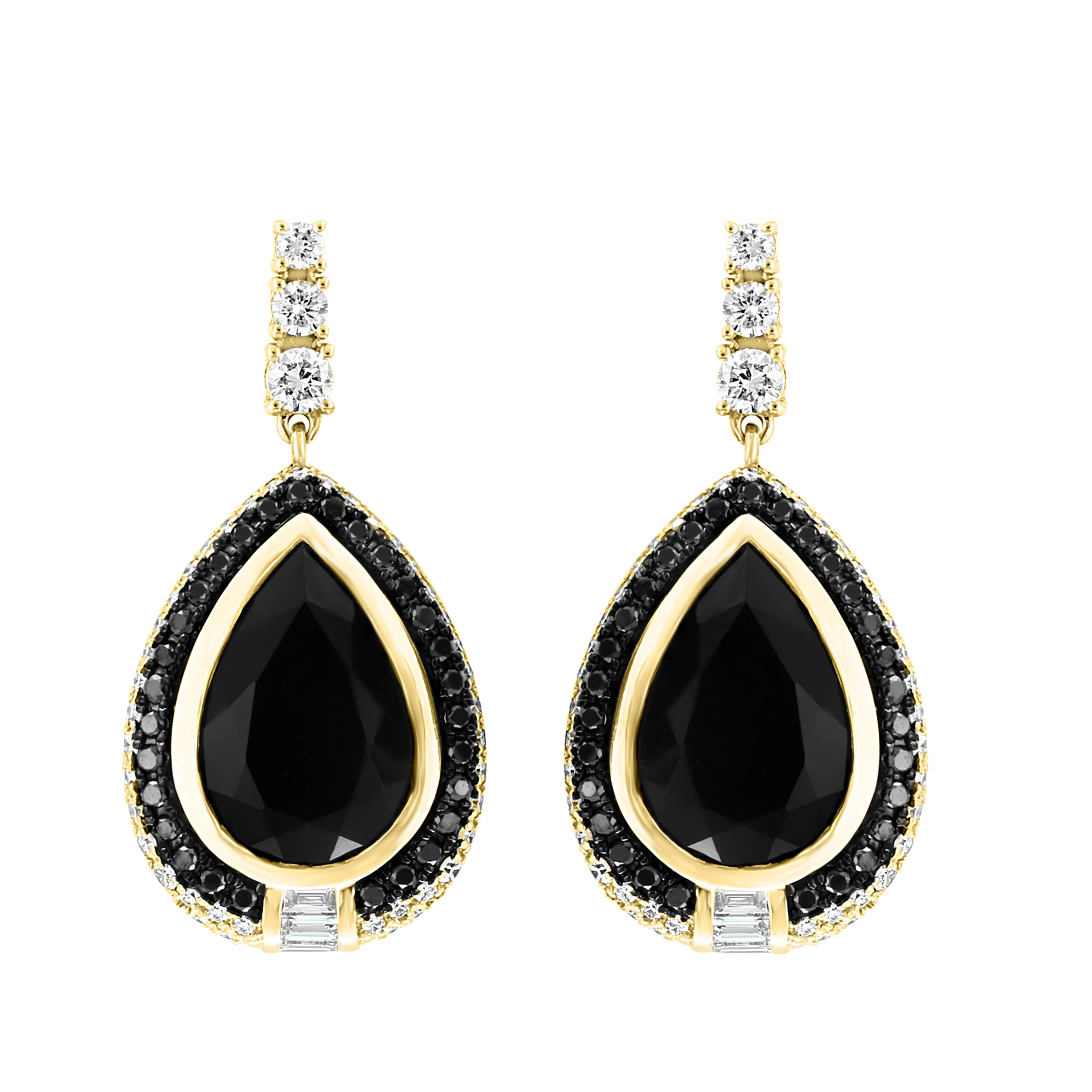 EFFY 14K Yellow Gold Diamond,Black Diamond,Onyx Earrings | Overstock