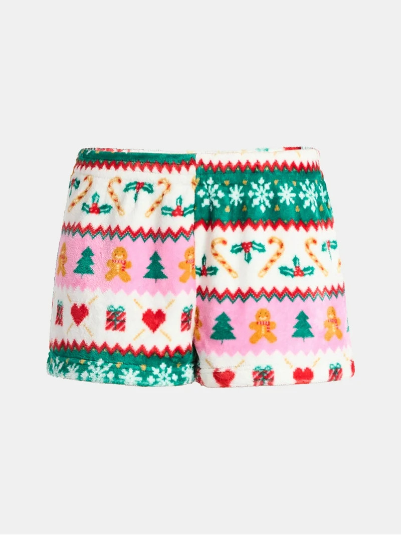 No Boundaries Pull-On Printed Plush Shorts, 2'' Inseam, Women's | Walmart (US)