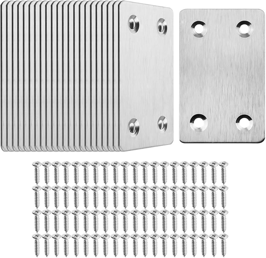 Pack of 20 Flat Metal Straight Brace Bracket 0.06inch Thickness Metal Flat Straight Mending Plate... | Amazon (US)