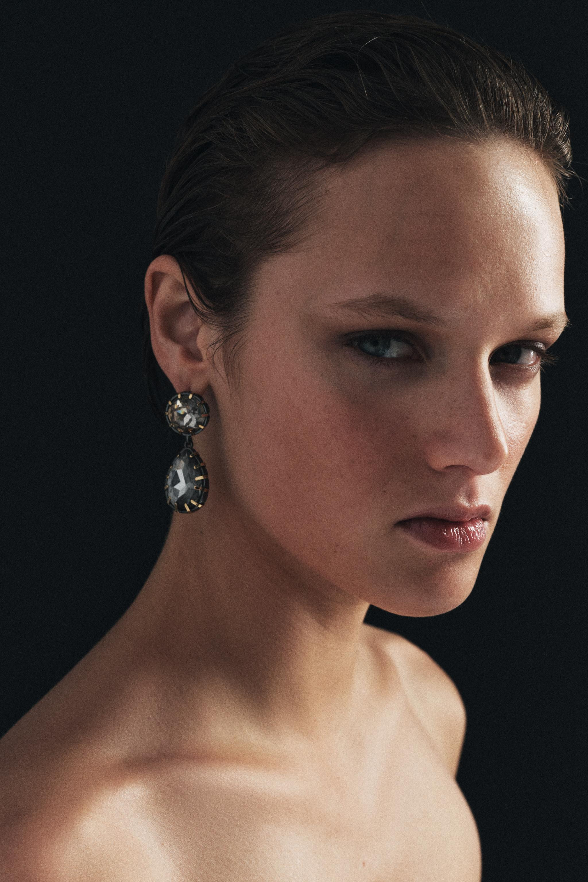 METALLIC JEWEL EARRINGS | Zara US